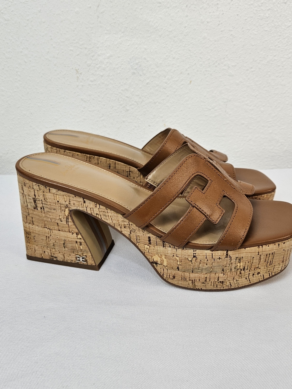 Sam Edelman Women's Dev Leather Cork Platform Sandals Size 9